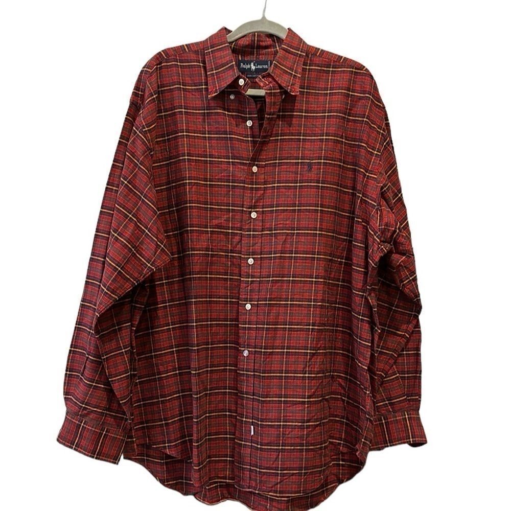 Ralph Lauren Men's XL Long Sleeve Button Down Shirt Multicolor Plaid Cotton